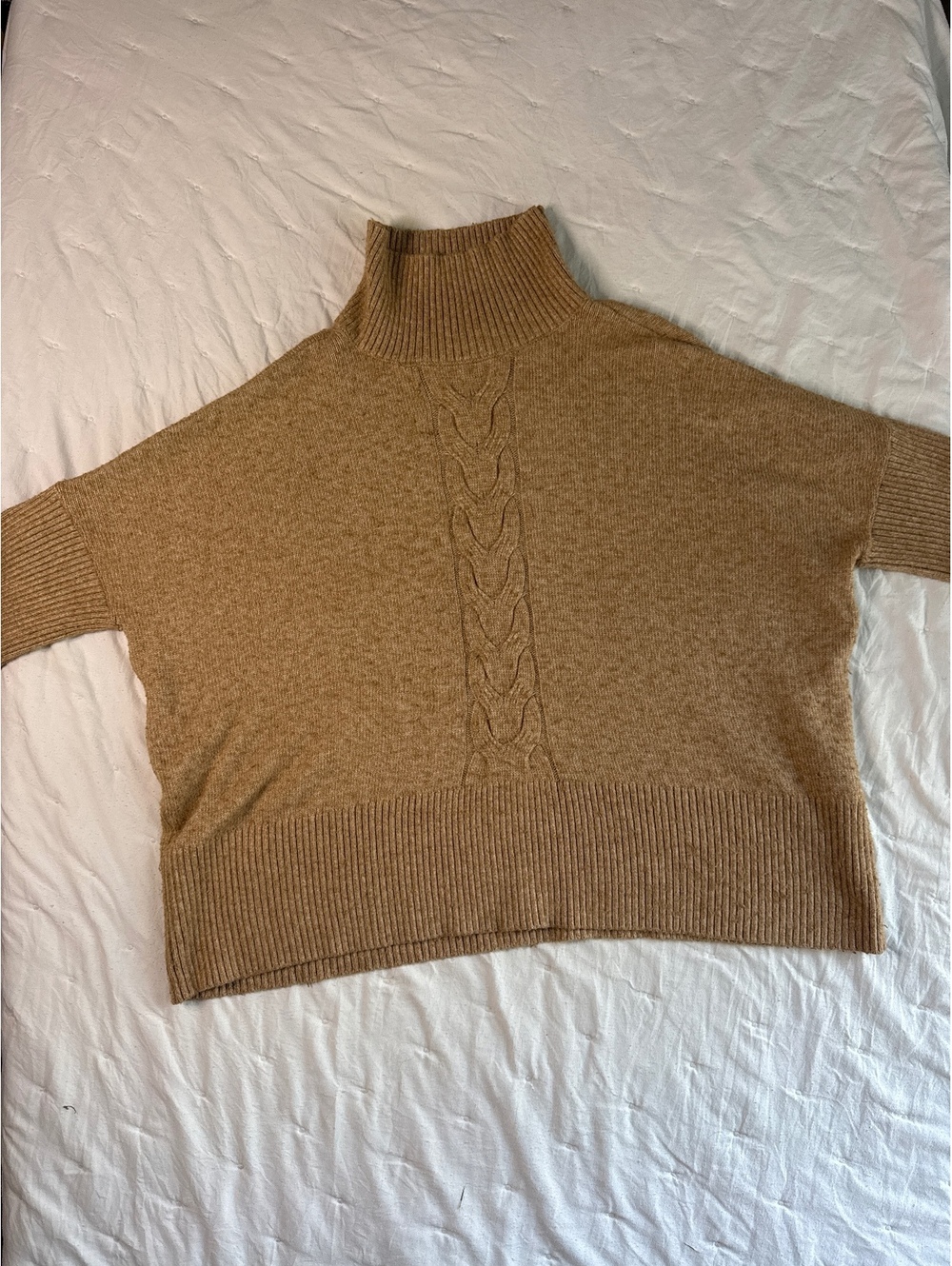 Liz Claiborne XL Tan Cable Knit Turtleneck Sweater